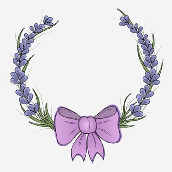 Cute vector illustration. Wreath of lavender branches