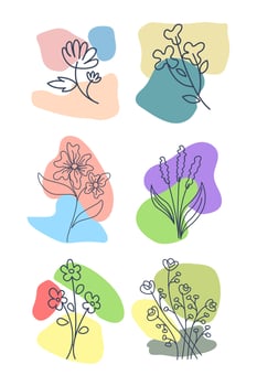 aesthetic flower set design vector