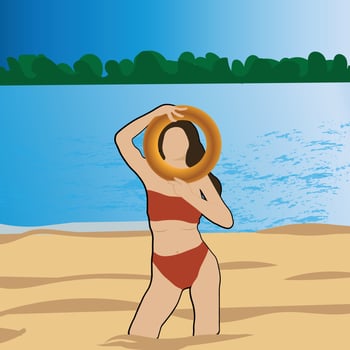 beautiful  girl on a beach vector
