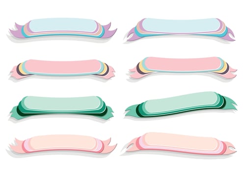 Banner colorful ribbon set paper cut vector