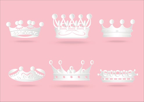 Crown royal queen white Paper cut on background pink pastel vector. vector