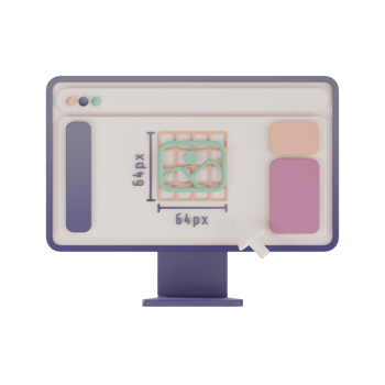 Icon design with computer 3d illustration png