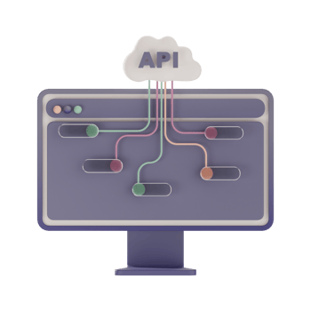 API with feature flow, 3d illustration png