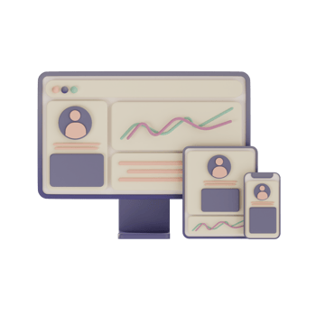 Web design with computer, tablet, and phone responsive 3d illustration png