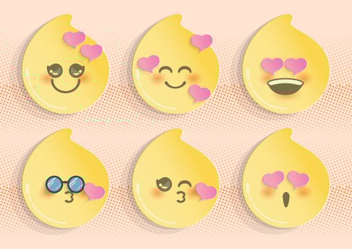 Emoticon love with heart set, paper cut vector. vector
