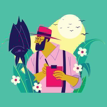 Wildlife Biologist with a Big Bat vector