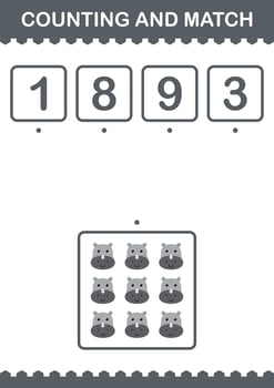 Counting and match Rhinoceros face. Worksheet for kids vector