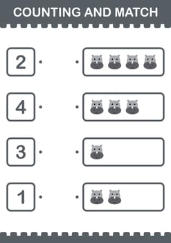 Counting and match Rhinoceros face. Worksheet for kids vector