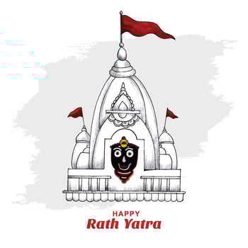 Hand draw ratha yatra sketch lord of jagannath celebration design vector