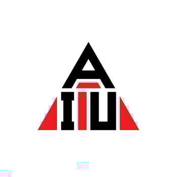 AIU triangle letter logo design with triangle shape. AIU triangle logo design monogram. AIU triangle vector logo template with red color. AIU triangular logo Simple, Elegant, and Luxurious Logo.