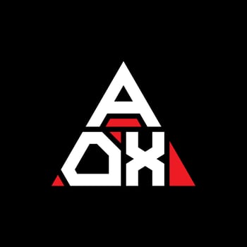 AOX triangle letter logo design with triangle shape. AOX triangle logo design monogram. AOX triangle vector logo template with red color. AOX triangular logo Simple, Elegant, and Luxurious Logo.