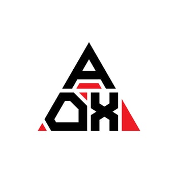 AOX triangle letter logo design with triangle shape. AOX triangle logo design monogram. AOX triangle vector logo template with red color. AOX triangular logo Simple, Elegant, and Luxurious Logo.
