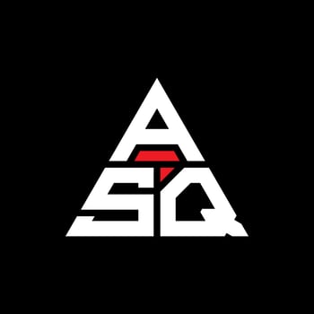 ASQ triangle letter logo design with triangle shape. ASQ triangle logo design monogram. ASQ triangle vector logo template with red color. ASQ triangular logo Simple, Elegant, and Luxurious Logo.