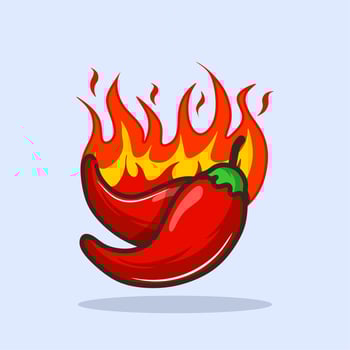 Red hot chili pepper with fire vector illustration, icon