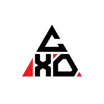 CXO triangle letter logo design with triangle shape. CXO triangle logo design monogram. CXO triangle vector logo template with red color. CXO triangular logo Simple, Elegant, and Luxurious Logo.