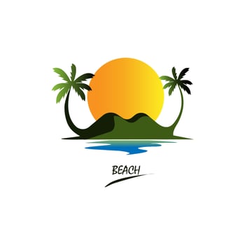 Illustration of sunset in the island vector