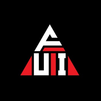 FUI triangle letter logo design with triangle shape. FUI triangle logo design monogram. FUI triangle vector logo template with red color. FUI triangular logo Simple, Elegant, and Luxurious Logo.