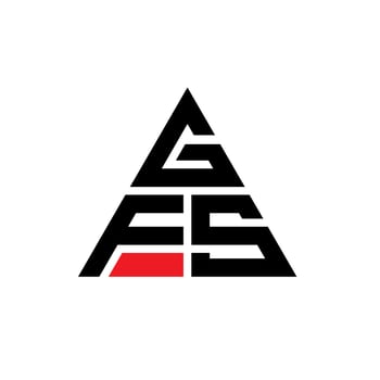 GFS triangle letter logo design with triangle shape. GFS triangle logo design monogram. GFS triangle vector logo template with red color. GFS triangular logo Simple, Elegant, and Luxurious Logo.