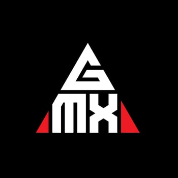 GMX triangle letter logo design with triangle shape. GMX triangle logo design monogram. GMX triangle vector logo template with red color. GMX triangular logo Simple, Elegant, and Luxurious Logo.