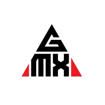 GMX triangle letter logo design with triangle shape. GMX triangle logo design monogram. GMX triangle vector logo template with red color. GMX triangular logo Simple, Elegant, and Luxurious Logo.