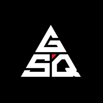 GSQ triangle letter logo design with triangle shape. GSQ triangle logo design monogram. GSQ triangle vector logo template with red color. GSQ triangular logo Simple, Elegant, and Luxurious Logo.