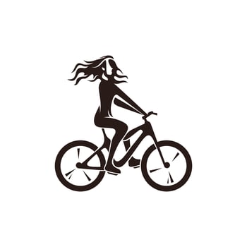 A woman bicycle riding bike cyclist in silhouette vector