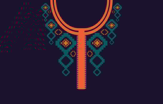 Necklace Geometric Ethnic oriental pattern traditional .embroidery design for fashion women.background,wallpaper,clothing and wrapping. vector