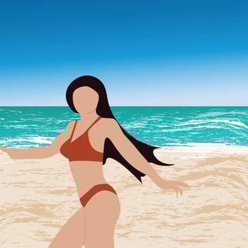 beautiful  girl on a beach vector
