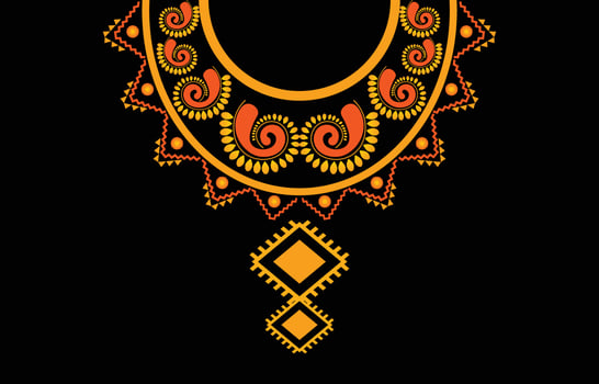Necklace Geometric Ethnic oriental pattern traditional .flower embroidery design for fashion women.background,wallpaper,clothing and wrapping. vector