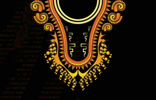 Necklace Geometric Ethnic oriental pattern traditional .flower embroidery design for fashion women.background,wallpaper,clothing and wrapping. vector