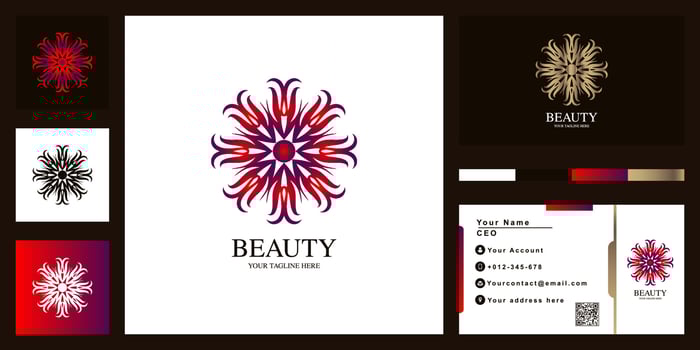 Flower or ornament luxury logo template design with business card. vector