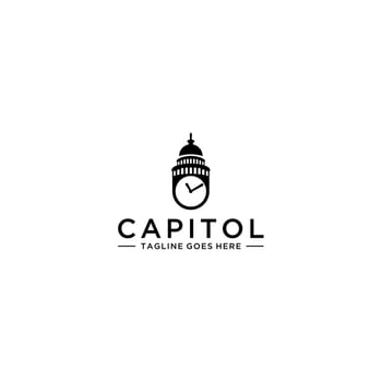 Capitol and time logo design inspiration vector