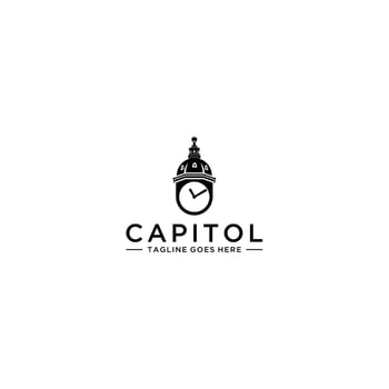 Capitol and time logo design inspiration vector