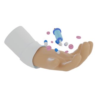 3d icon of a doctors hand carrying medicine png