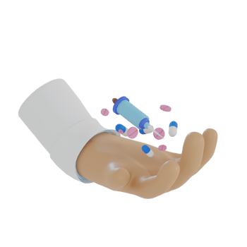 3d icon of a doctors hand carrying medicine png
