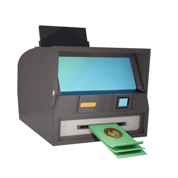 3d money counting machine icon illustration png