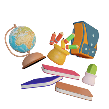 3d illustration of school supplies with back to school theme png