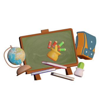 3d illustration of school supplies with back to school theme png