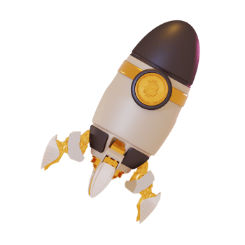 bitcoin rocket illustration 3d icon png