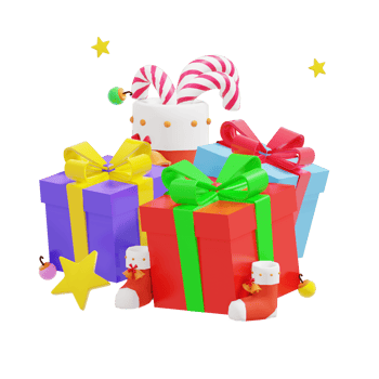 Christmas day theme 3d illustration with gift box png