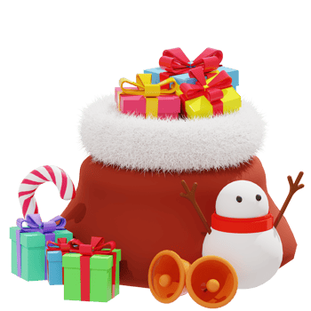 3d gift sack illustration with christmas theme png