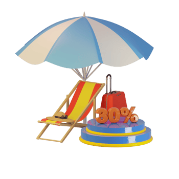 summer vacation beach theme 3d illustration with summer sale png