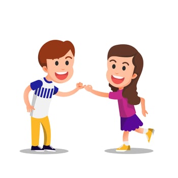 Two children connect their little fingers as a sign of promise vector