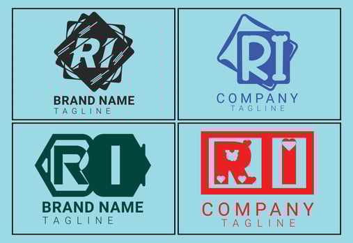 RI letter logo, sticker and icon design template vector