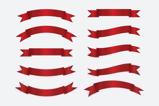 Vector red ribbon banner set