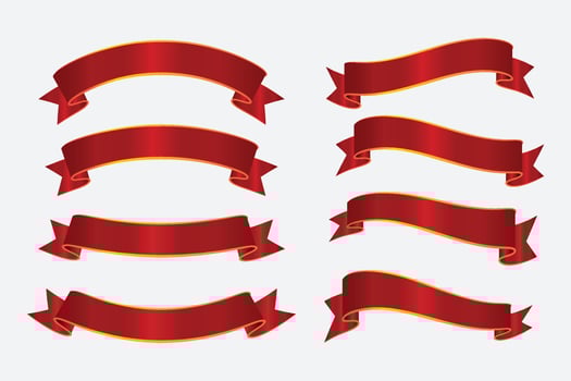 Red ribbon banner design set vector
