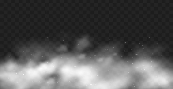 White fog or smoke on dark copy space background. Vector illustration