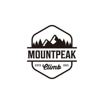 Vintage adventure badge mountain travel climb hill camp logo design vector