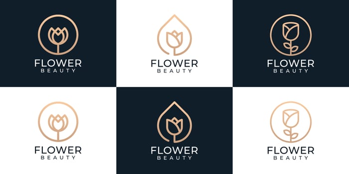 Luxury beauty flower nature logo collection vector