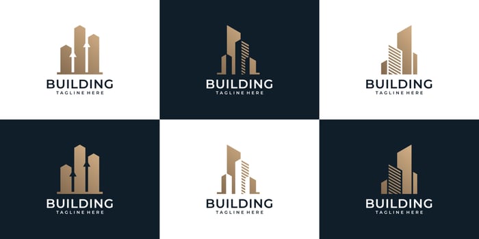 Set of modern unique real estate building logo inspiration vector